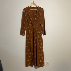 Rusty orange colored Madewell Silk maxi dress